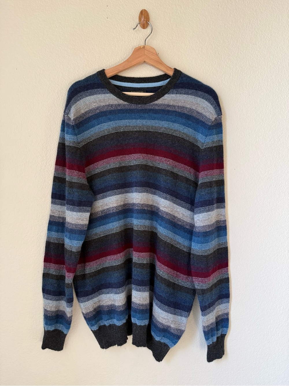 Cashmere Club Room Luxury Men’s 100% Cashmere Striped Sweater Size L